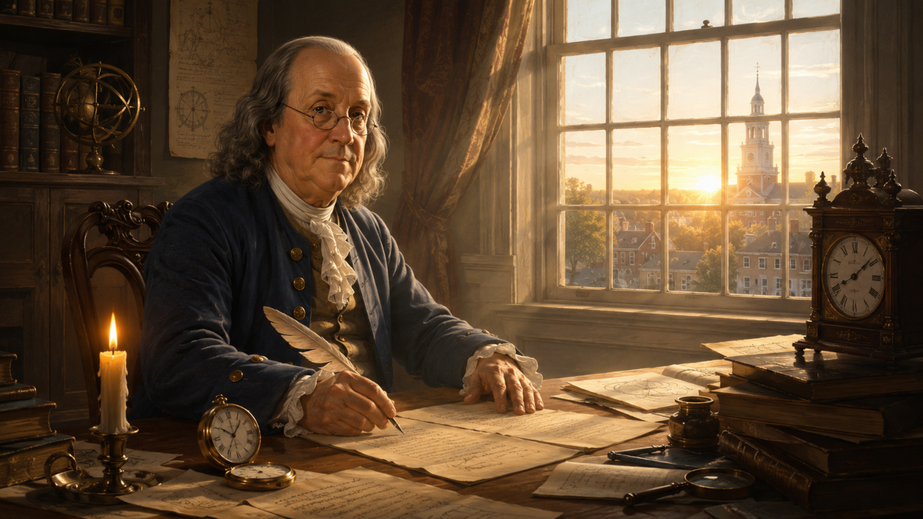 Benjamin Franklin jako historyczny prekursor idei lepszego wykorzystania światła dziennego