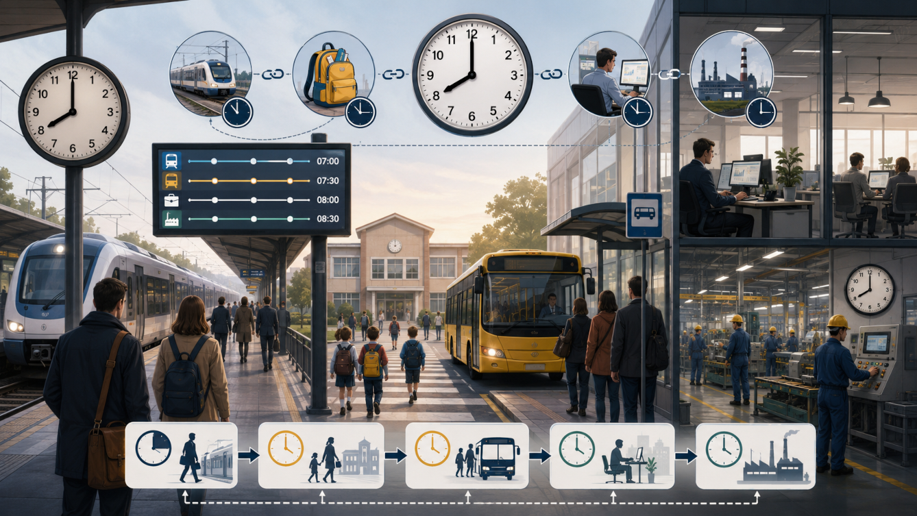 Zmiana czasu jako sposób zachowania ładu organizacyjnego w transporcie, szkołach i pracy